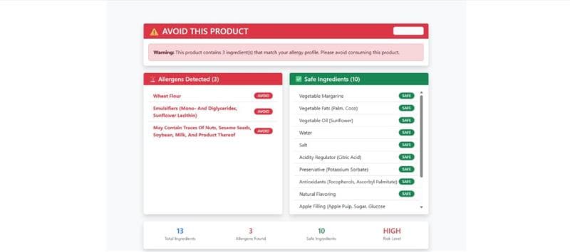 Allergy Detection App screenshot